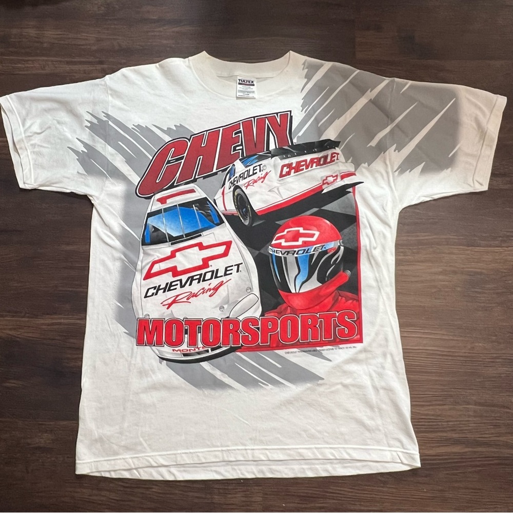 Vintage 90’s Chevy Motorsports Chevrolet Racing All Over Print T Shirt XL Unworn